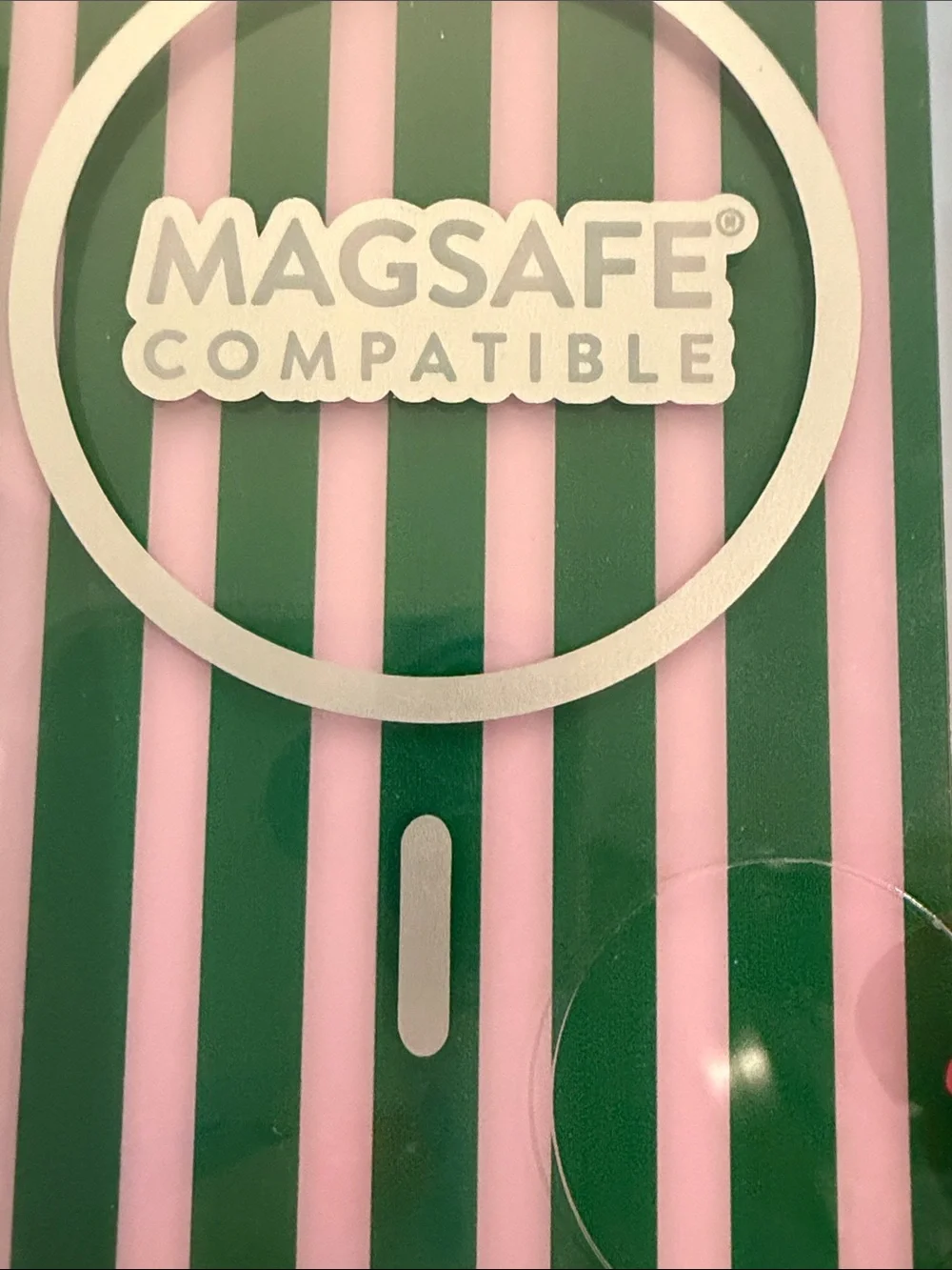 MagSafe Compatible Preppy Pink & Green Striped Phone Case 🩷💚